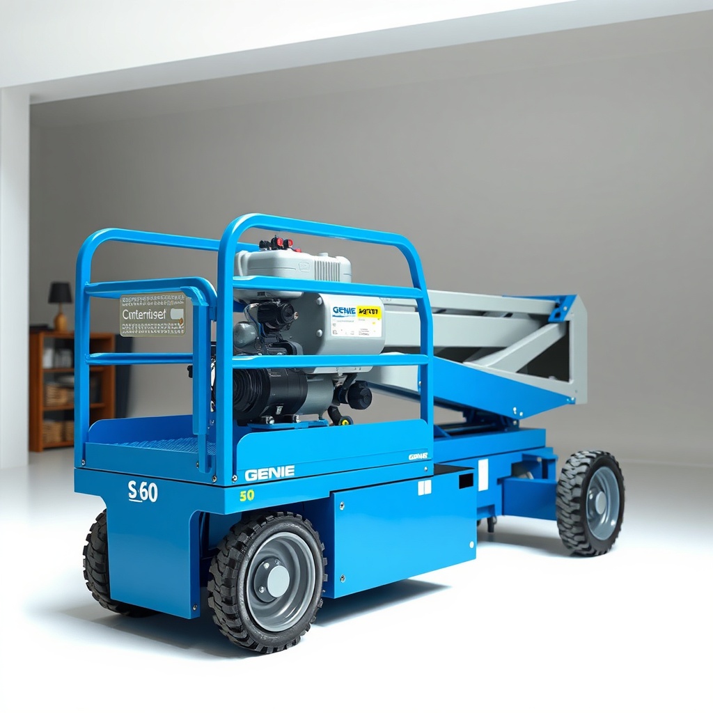 Genie S-60 motor yağı değişim işlemi sırasında teknisyenin yağ filtresini değiştirirken çe